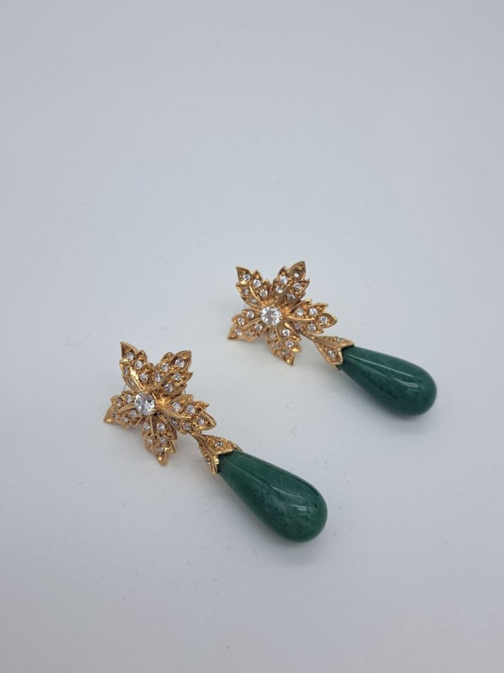 Jackie Kennedy, Camrose & Kross - Gold/Green Aventurine Drop Earrings